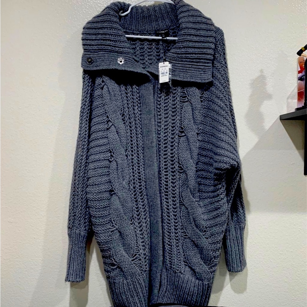 Express Grey Sweater Cardigan